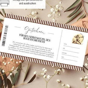 Modèle de tir à l’arc de coupon | Bon pour un voyage à imprimer | Chèque d'anniversaire à concevoir | carte cadeau