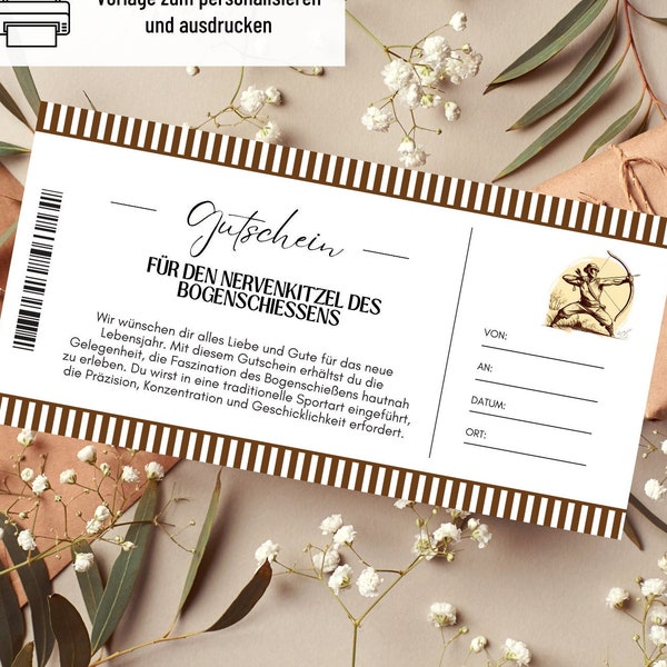 Coupon Archery Template | Voucher for a trip to print | Birthday voucher to design | gift card