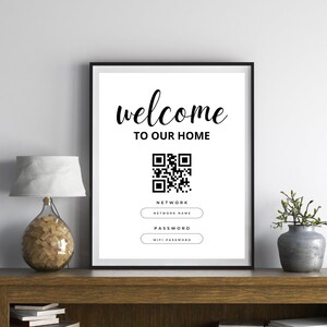 Wifi sign to print out | Personalized Wifi Sign + QR Code | Poster with wifi password | Airbnb or home welcome sign