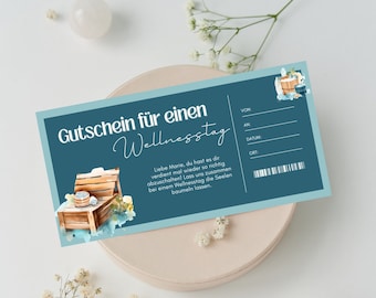 Gutschein Wellness Vorlage | Gutschein Ausflug SPA Day zum Ausdrucken | Gutschein Wellnesswochenende | Geschenkgutschein | Gutschein Reise