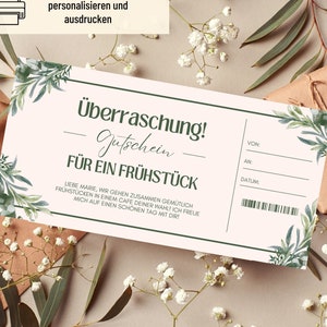Coupon Breakfast Template | Printable Breakfast Voucher | gift idea | Voucher to design | gift card