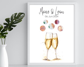 Personalized wedding gift of money | Wedding gift of sparkling wine with name | Bridal couple gift | Wedding gift | Wedding poster
