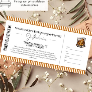 Modèle de dégustation de whisky | Bon pour les amateurs de whisky à imprimer | Chèque d'anniversaire à concevoir | carte cadeau
