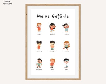 Feelings Posters for Kids | Learning Poster Feelings to print | Feelings Poster Nursery Wall Decor | gift children | Emotion poster