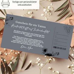 Plantilla de tatuaje de vale | Tatuaje de vale para imprimir | Idea de regalo | Vale para diseñar | Vale regalo tatuaje