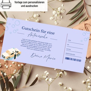 Voucher car wash template | Printable Car Wash Voucher | gift idea | Voucher car wash to design, gift voucher
