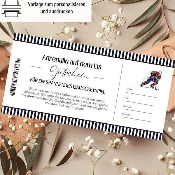 Coupon Ice Hockey Template | Voucher ice hockey game to print | gift idea | Voucher Excursion | gift card