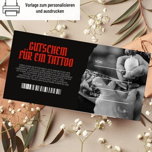 Gutschein Tattoo Vorlage | Gutschein Tätowierung zum Ausdrucken | Geschenkidee | Gutschein zum gestalten | Tattoo Geschenkgutschein