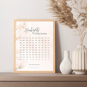 Wedding Countdown Template | Engagement gift for the newlyweds | Countdown 100 days to the wedding | Wedding calendar A4, A5 format