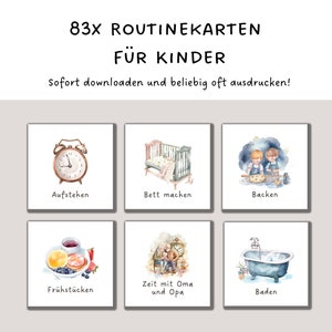 Cartes de routine pour les enfants | Jeu de cartes de routine 83x à imprimer | Cartes de routine pour les tout-petits | Planificateur hebdomadaire et plan de tâches aquarelle
