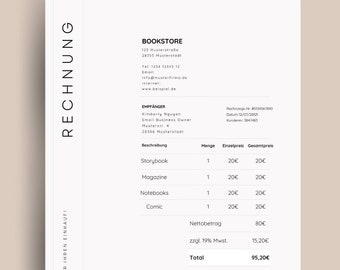 Rechnungsvorlage deutsch | Rechnungsvorlage Canva | Personalisierbare Rechnung zum Drucken | Business Rechnung