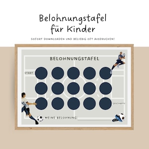 Belohnungstafel Fussball Kinder | Belohnungskarte | Belohnungsplan Kind | Belohnungstafel digital zum ausdrucken | Belohnungsposter PDF