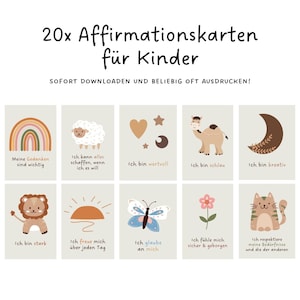 Affirmation cards for children to print | 20x affirmation cards boho motifs | Encouragement cards & motivational cards for children