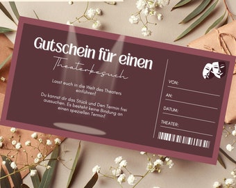 Voucher Theater Template | Voucher musical to print out | Voucher birthday | Gift voucher to design | birthday present