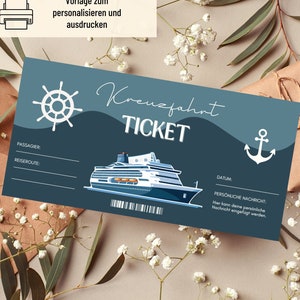 Modelo de voucher de cruzeiro | Voucher de viagem para impressão | Excursão com voucher | Vale presente de feriado