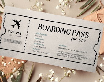 Gutschein für eine Reise Vorlage | Gutschein zum Ausdrucken | Geschenkidee | Gutschein zum gestalten | Boarding Pass Geschenkgutschein