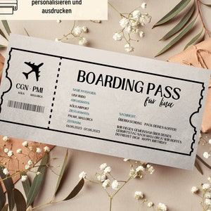 Modelo de voucher para viagem | Voucher para imprimir | Ideia de presente | Voucher para design | Vale-presente do cartão de embarque