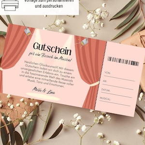 Voucher muzikale sjabloon | Voucher voor een reis om uit te printen | Cadeau-idee | Voucher muziekshow naar ontwerp | cadeaukaart