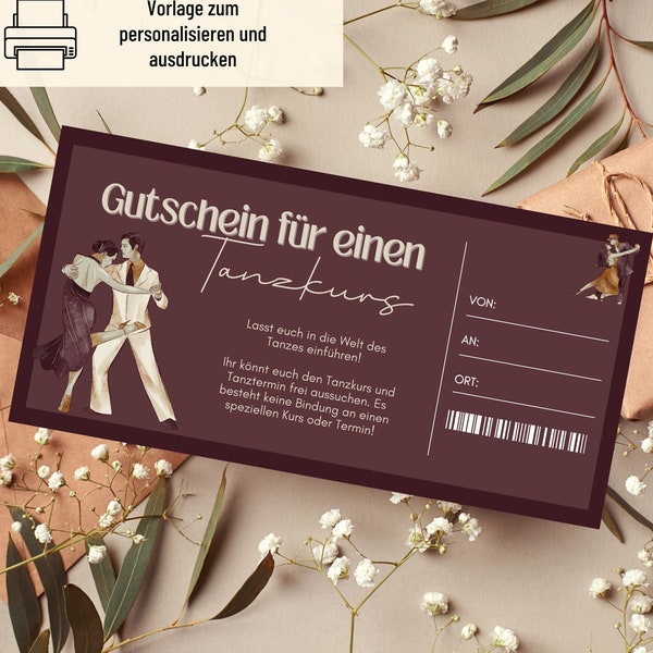 Dance Class Voucher Template | Voucher dancing to print | Voucher Birthday | Gift voucher to design | birthday present