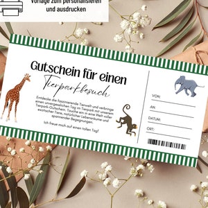 Szablon kuponu do zoo | Kupon do zoo do wydrukowania | Wycieczka voucherowa | Bon upominkowy | Urodzinowy voucher upominkowy na wizytę w zoo