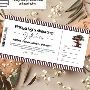 Voucher tree house template | Voucher trip to print out | Voucher Excursion | Voucher to design | Gift voucher hotel