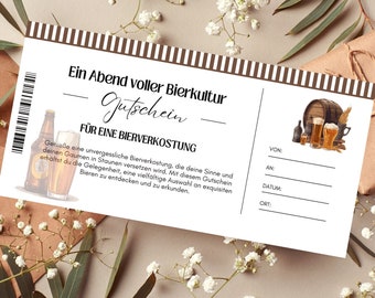 Voucher Beer Tasting Template | Voucher beer tasting to print out | gift idea | beer gift birthday | Voucher excursion