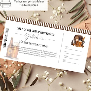 Voucher Beer Tasting Template | Voucher beer tasting to print out | gift idea | beer gift birthday | Voucher excursion
