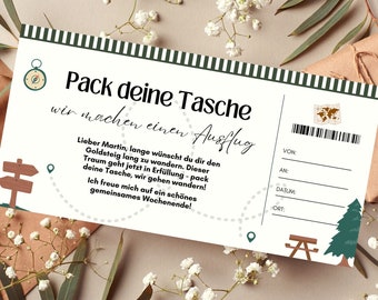 Modelo de voucher de caminhada | Voucher de viagem para imprimir | Ideia de presente | Voucher caminhando para projetar | Cartão Presente
