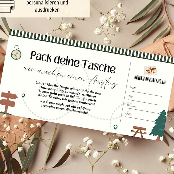 Voucher Hike Template | Voucher trip to print | gift idea | Voucher hiking to design | gift card