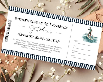 Voucher Stand Up Paddle Template | Voucher SUP Tour to print | Voucher Excursion | Voucher birthday | gift card