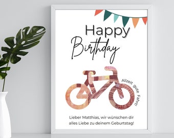 Regalo de dinero para cumpleaños de ciclistas | Cumpleaños de regalo de dinero personalizado | Regalo de cumpleaños | Bicicleta de carreras de regalo con dinero para imprimir.