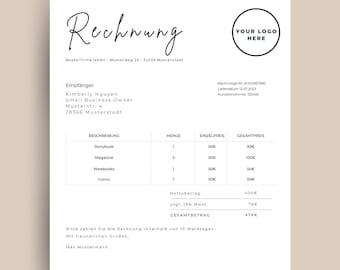 Rechnungsvorlage deutsch | Rechnungsvorlage Canva | Personalisierbare Rechnung zum Drucken | Business Rechnung