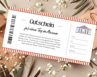 Voucher Museum Template | Voucher trip to print | gift idea | Art gallery voucher for design | gift card