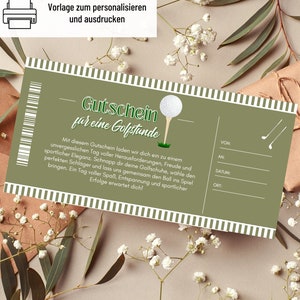 Voucher golfsjabloon | Golfvoucher om uit te printen | Cadeau-idee | Voucher golfles naar ontwerp | Cadeaubon voor verjaardag