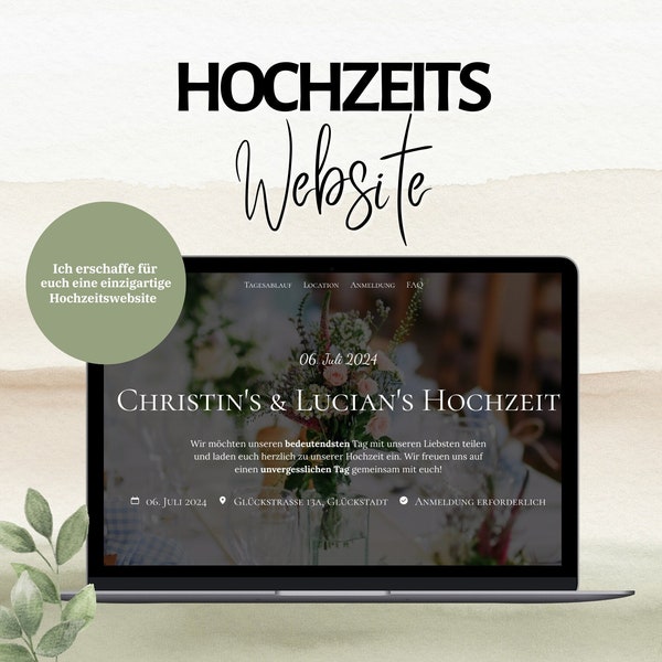 Personalized Wedding Website | Creation of a wedding homepage including acceptances and rejections and digital wedding invitations Wedding website