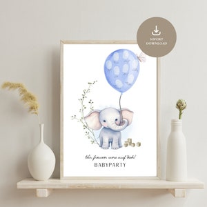 Gästebuch Poster Babyparty | Babyparty Geschenk | Babyparty Gästebuch Elefant | Digitaler Download