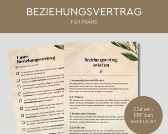 Beziehungsvertrag für Paare | Partnervereinbarung zum Ausdrucken | Beziehung Geschenk | Liebeserklärung | Partner Geschenk Valentinstag