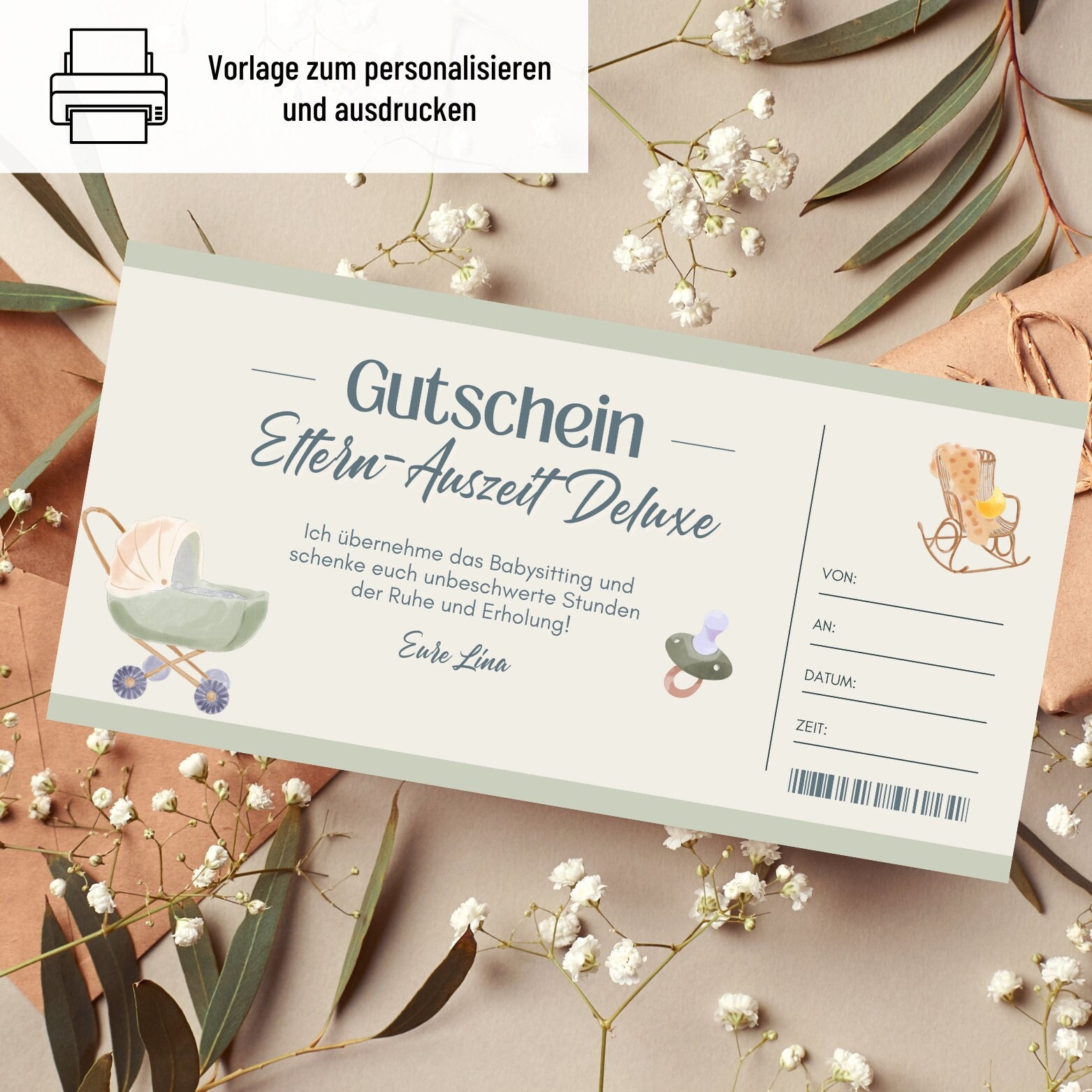 Gutschein Babysitten Vorlage Gutschein Babysitting zum Ausdrucken