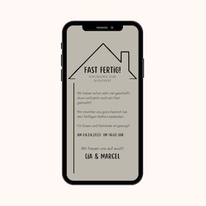 Digital invitation topping out | Ecard topping out to personalize | Invitation card house building to send via Whatsapp