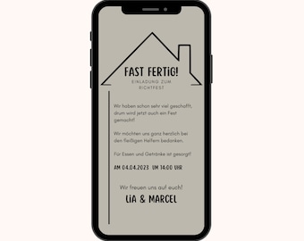 Digital invitation topping out | Ecard topping out to personalize | Invitation card house building to send via Whatsapp