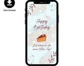 Digitale Grußkarte Geburtstag | Ecard Geburtstagskarte | Happy Birthday Karte | Geburtstagsgrüße zum versenden per Whatsapp mit dem Handy