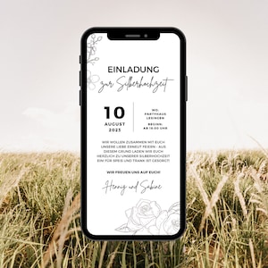 Digitale Einladung Silberhochzeit | Einladungskarte Silberne Hochzeit | Ecard 25. Hochzeitstag | Silberhochzeit Whatsapp Einladung