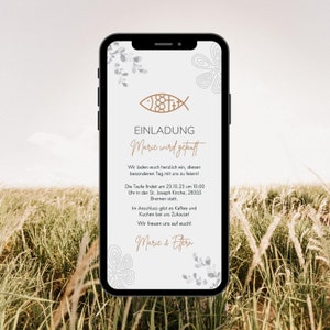 Digital Invitation Baptism Fish | Ecard Baptism | Baptismal card personalized | Electronic invitation to send baptism