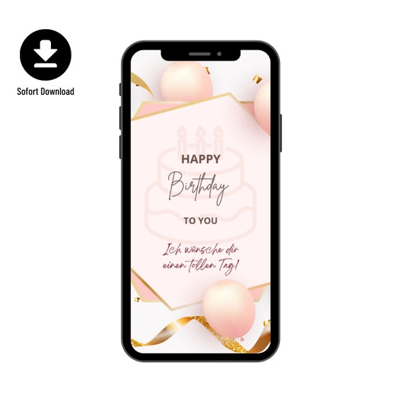 Digitale Grußkarte Geburtstag | Ecard Geburtstagskarte | Happy Birthday Karte | Geburtstagsgrüße zum versenden per Whatsapp mit dem Handy
