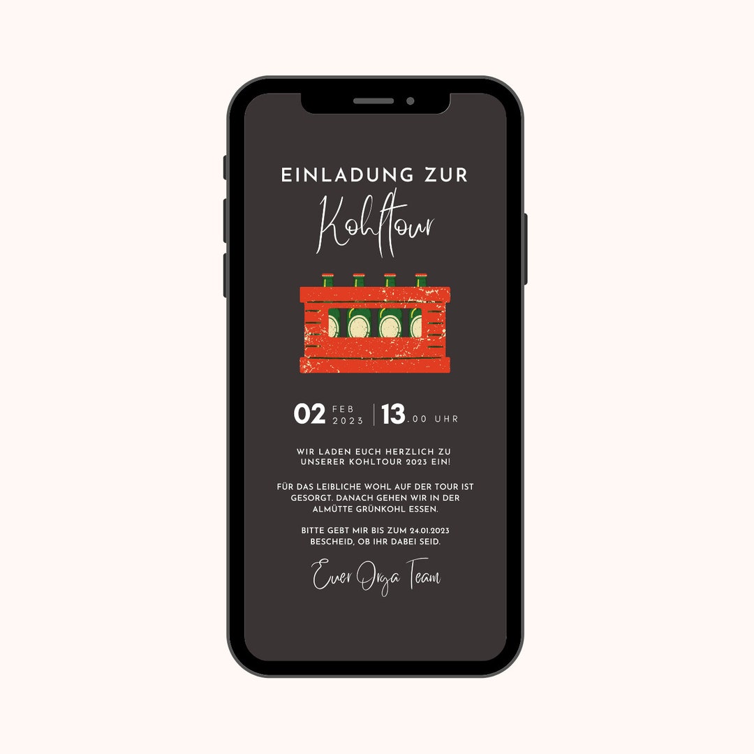 Digitale Einladung zur Grünkohltour Ecard Geburtstag zum versenden per