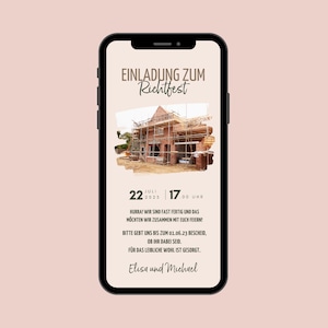 Digitale Einladung Richtfest | Ecard Richtfest zum personalisieren mit Bild | Einladungskarte Hausbau zum versenden per Whatsapp