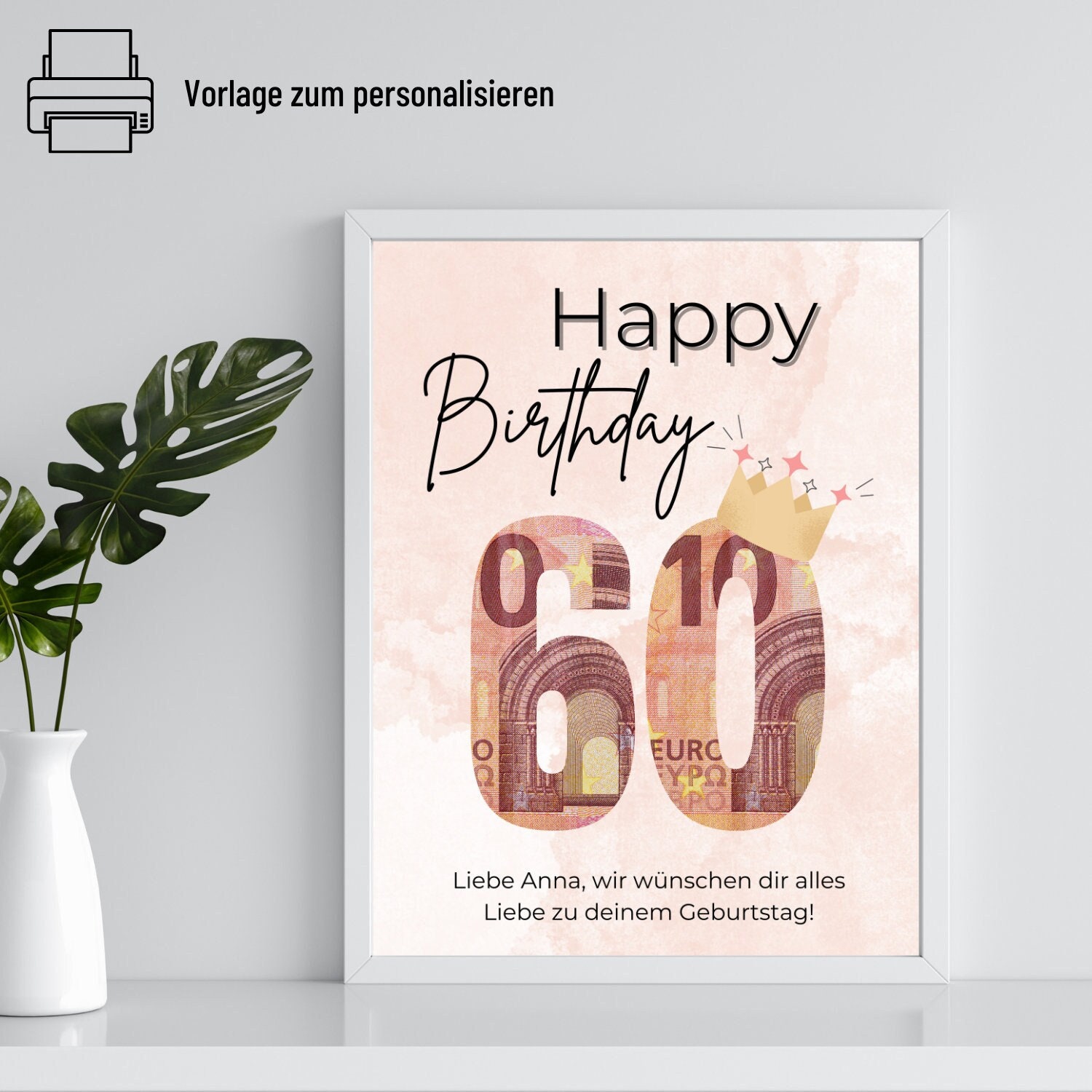 Geldgeschenk 60. Geburtstag Geburtstag Vorlage zum ausdrucken