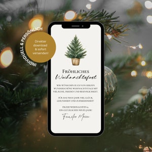 Ecard Kerstgroet gepersonaliseerd | Kerstkaart familiefeest om te versturen | Wenskaart Kerstmis | Kerstkaart dennenboom