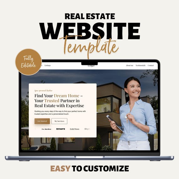 Website Template für Immobilienmakler | Landingpage für Immobilien | Website Vorlage für Unternehmer | Makler Homepage