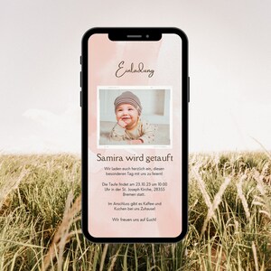 Digitale Einladung Taufe | Ecard Taufe | Taufkarte mit Foto | Elektronische Einladung Taufe und Firmung zum versenden per Whatsapp